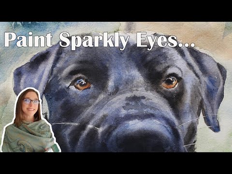 Видео: Как нарисовать блестящие глаза — демонстрация чёрного лабрадора-ретривера — продвинутый урок аква...