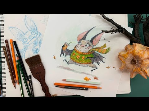 Видео: Рисуем летучую мышь. Рассуждаем о жизни летучих мышей. Фантазируем.