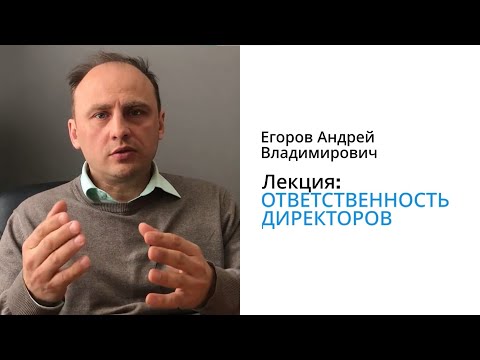 Видео: Егоров А.В. Об ответственности директоров. Лекция