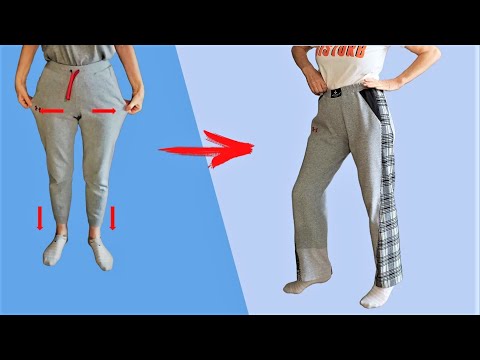 Видео: Переделка спортивных штанов ♻ Увеличиваю размер без выкройки | Просто и стильно