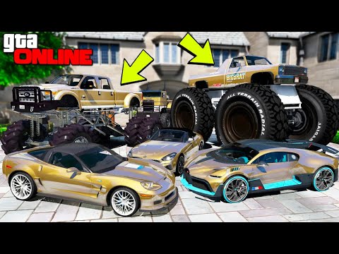 Видео: УГНАЛ КУЧУ ЗОЛОТЫХ ЧИТ ТАЧЕК И ОГРОМНЫЙ МОНСТР ТРАК У МАЖОРА ЗА 180 СЕКУНД! БИТВА ВОРОВ В ГТА 5!