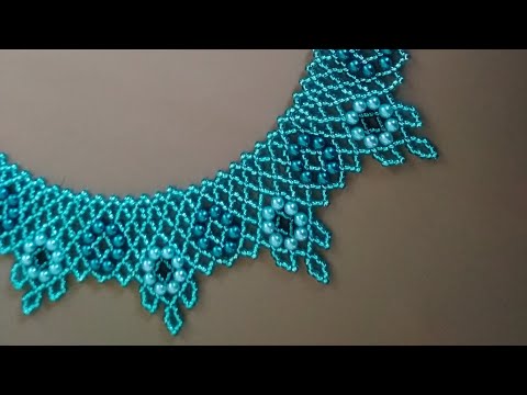 Видео: Necklace. Колье из бисера и бусин. Бисерная сетка. МК