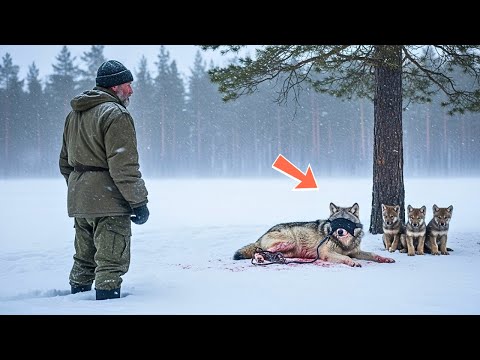 Видео: Раненая волчица с детёнышами бежала от беды — и Господь послал ветерана вовремя