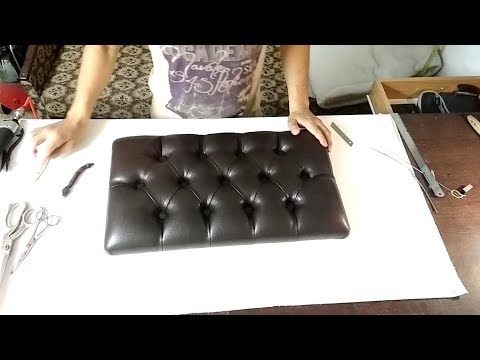 Видео: Мягкое сиденье с каретной стяжкой. (A seat for padded stool. Chesterfield. Handmade).