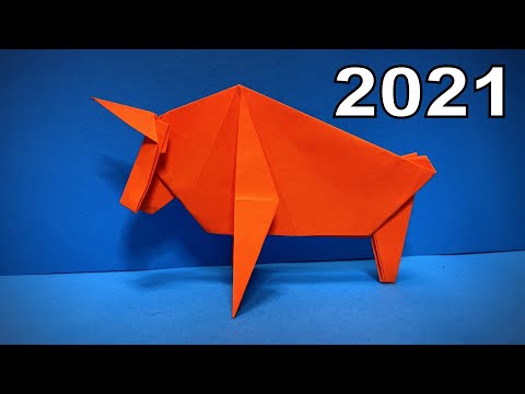 Видео: Оригами Бык 2021 | Как сделать бумажного быка