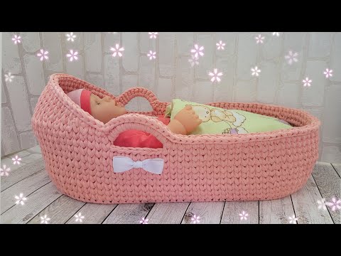 Видео: 👶ЛЮЛЬКА ДЛЯ КУКЛЫ💛ИЗ ТРИКОТАЖНОЙ ПРЯЖИ С ДЕРЕВЯННЫМ ДНОМ🥰crochet cradle💖Gehäkelte Wiege