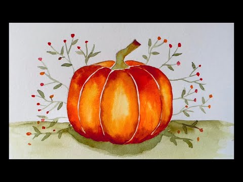 Видео: Простая акварельная тыква