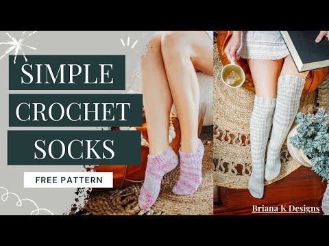 Видео: Как связать крючком простой носок