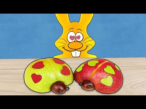 Видео: БОЖЬИ КОРОВКИ ИЗ ЯБЛОК ДЛЯ ЖЕЛЕЙНОГО ЗАЙЦА ХАРИТОНА