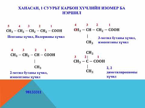 Видео: Карбон хүчлүүдийн ангилал, нэршил, изомер, шинж чанар