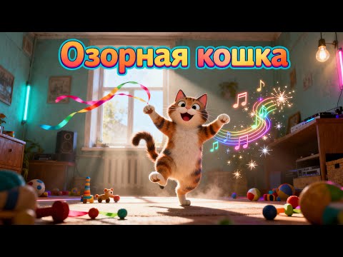 Видео: 🐱🎉 Озорная кошка 😄💃 | Весёлая танцевальная песня для детей | Пусть бегут
