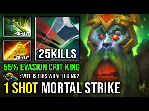 Видео: WTF 1 Shot Mortal Strike Butterfly + Radiance 55% уклонение Super Carry Wraith King Max Item Dota 2