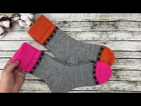 Видео: ￼Носки с жаккардом. Мастер-класс. Отворот и пятка стронг.
