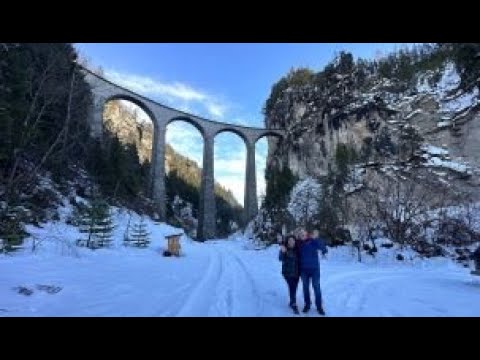 Видео: Рождество в Швейцарии, катаемся на санках Weihnachten in der Schweiz Landwasserviadukt Preda Bergün