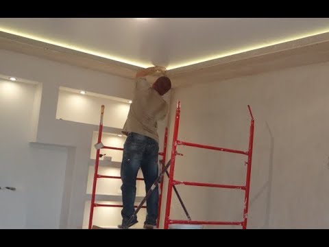 Видео: Как сделать короб из гипсокартона Светодиодная подсветка ! Монтаж потолка из гипсокартона