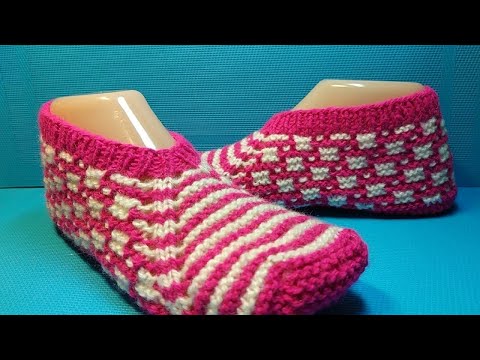 Видео: Уютные следки спицами/ Тапочки без шва на подошве #685