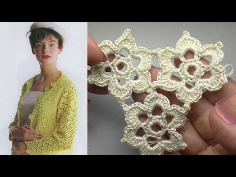 Видео: Жакети  крючком из мотива ЦВЕТОК