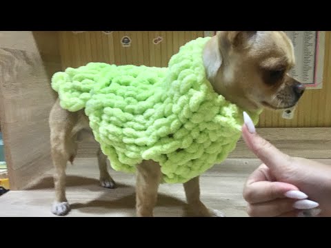 Видео: Туториал( DIY)  на жилетку из пряжи Ализе пуффи (Alize Puffy) для питомцев .