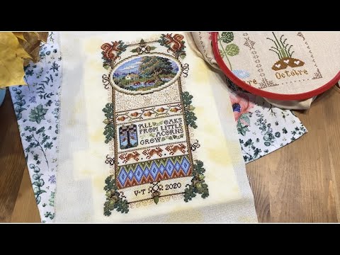 Видео: #82 Вышивка крестом.Готовая работа "Acorn Sampler" от Sandy Orton,процессы и планы.