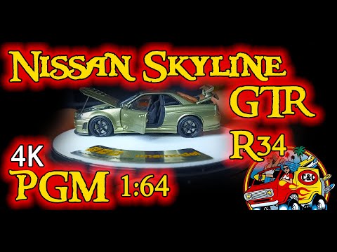 Видео: 1:64 NISSAN SKYLINE GT-R R34 PGM - это вам не INNO!