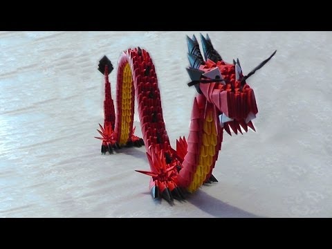 Видео: Модульное оригами красный китайский дракон (схема сборки, пошаговая инструкция)