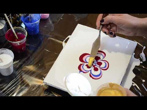 Видео: КРУЖЕВНОЙ ЦВЕТОК жидким акрилом/Акриловая заливка Минимализм.