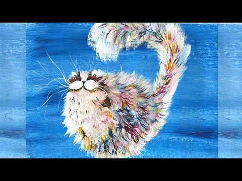 Видео: Как нарисовать пушистого кота. Как нарисовать кота. Правополушарное рисование. Рисуем радужного кота