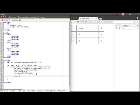 Видео: Редактирование таблицы по клику на ячейку средствами JavaScript