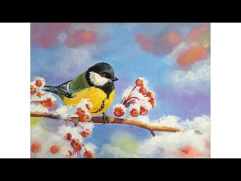 Видео: Синичкин день, холст 30x40, акрил