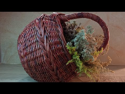 Видео: МК. Пузатенькая корзина "Коса" из бумажной лозы. Витая ручка. Часть 2. #59(2)
