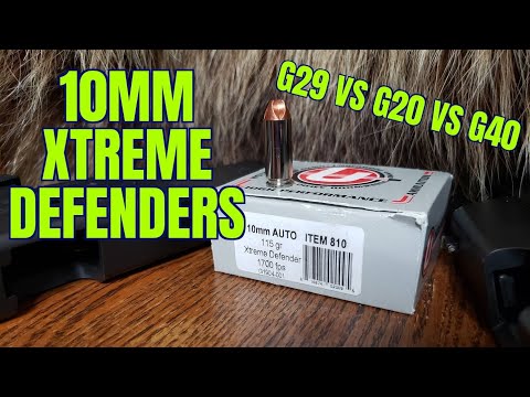 Видео: 10 мм Xtreme Defenders Glock 29 против 20 против 40