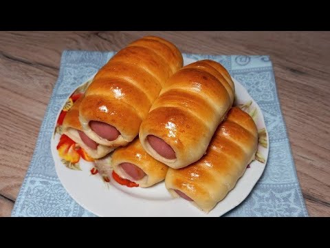 Видео: Сосиски в тесте в духовке - очень вкусное воздушное тесто без молока, масла и яиц!