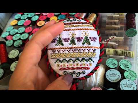 Видео: Вышивка - елочная игрушка от Kreinik