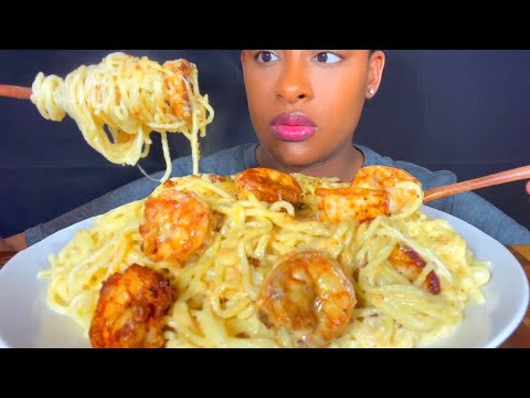 Видео: ASMR MUKBANG МУКБАНГ КРЕАМИ СКРИМЫ ШРИП ALFREDO PASTA Еда звучит NO TALKING 먹방 Удобное шоу