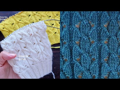 Видео: Красивый узор спицами! Поворотными рядами и по кругу