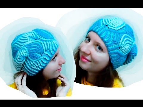 Видео: Женская шапка "Морозные узоры"  Бриошь спицами. Часть 5 // Brioche Stitch // Women's hats knitting