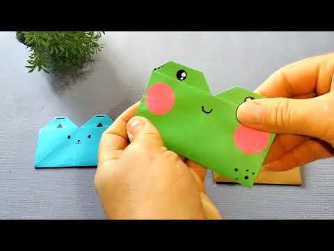 Видео: Оригами Конверт Котик, Лягушка и Медвежонок из бумаги | Кошелёк (пригласительная) из бумаги |