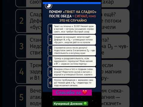 Видео: ПОЧЕМУ ТЯНЕТ НА СЛАДКОЕ ПОСЛЕ ОБЕДА