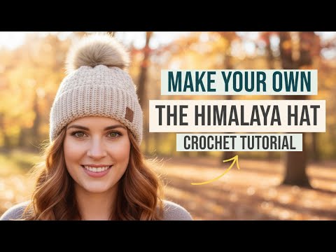 Видео: Как связать крючком шапку «Гималайя» – простой урок по зимней шапке для начинающих