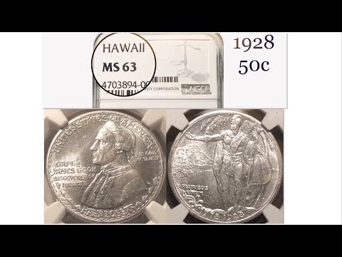 Видео: 1928 Hawaii half dollars/ 50 центов США Гавайи