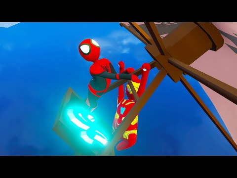 Видео: КУДА ЛЕТИМ НА ДЕЛЬТАПЛАНЕ HUMAN FALL FLAT пластилиновые герои Володя Человек Паук и Железный Человек