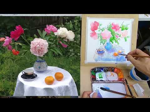 Видео: ПИОНЫ - НОВЫЙ КУРС ПО ЖИВОПИСИ