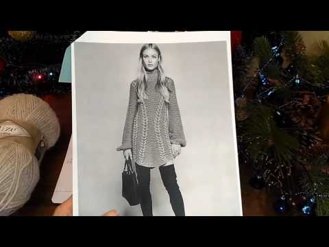 Видео: Платье спицами (платочная вязка + косы). Часть 1.