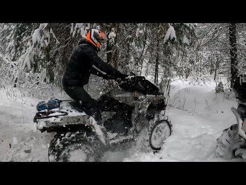 Видео: Suzuki Kingquad 750 пробный выезд в снег
