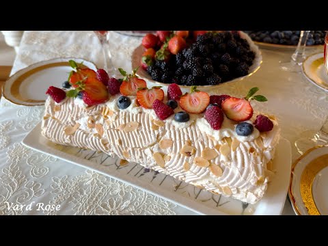 Видео: Меренговый РУЛЕТ — Летний Десерт из Белков Сливок и Ягод!)