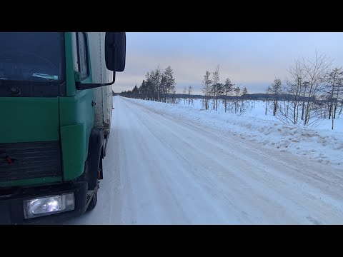 Видео: Мерседес 814 Кириши - Заборье. Где-то на зимниках Ленинградской Области)) часть 2