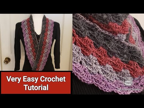Видео: Как связать крючком простой капюшон с драгоценными камнями | Шарф-инфинити | Урок | Для начинающих
