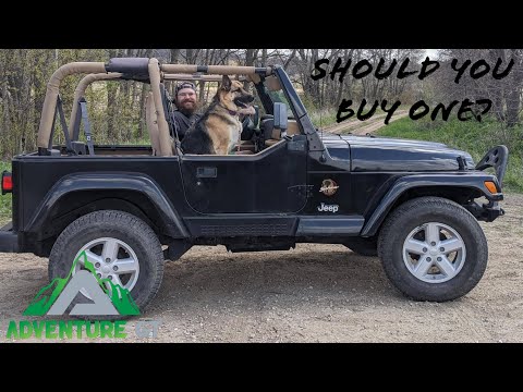 Видео: Стоит ли покупать Jeep TJ Wrangler? 97 Wrangler Sahara: плюсы и минусы, бездорожье