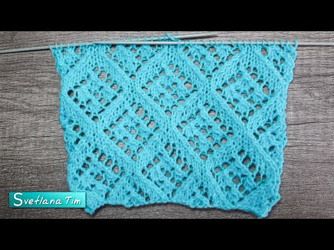 Видео: Уроки Вязания Узоры спицами Ажурные Ромбы + Схема. Можно связать Кардиган, пуловер