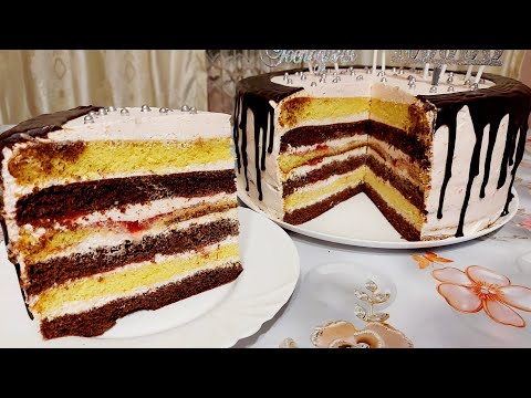 Видео: 🍓🎂Святковий Торт з Сметанково-Вершково Йогуртним Кремом та Полуницею. Новорічне меню 2023.🍰🍓